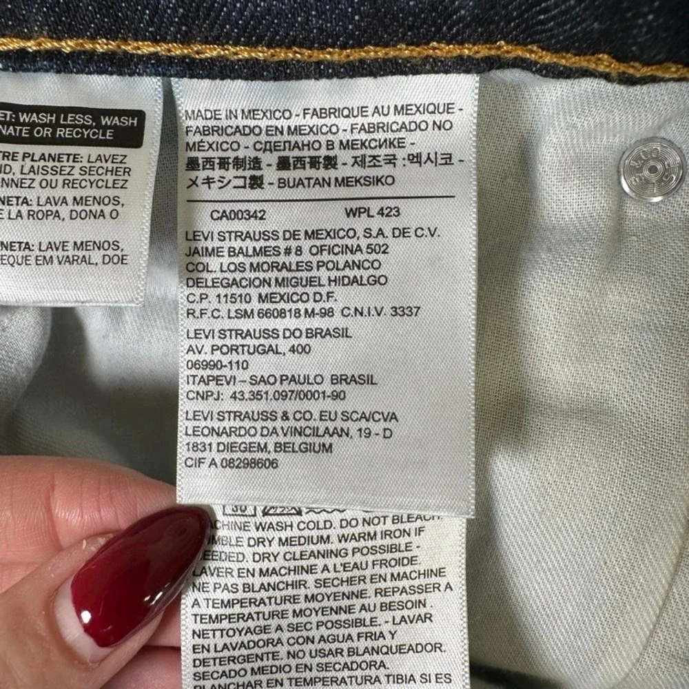 Levi Strauss Mens Dark Wash Indigo Straight Leg Denim Jeans Blue 42x27